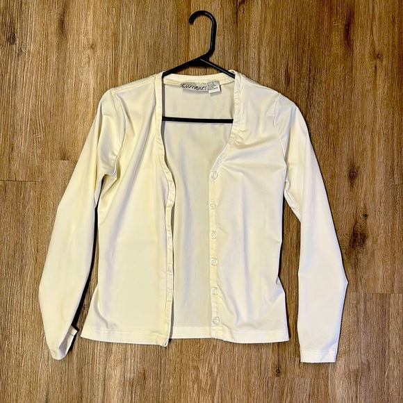 White Waist Length Cardigan Shirt - Picture 1 of 6